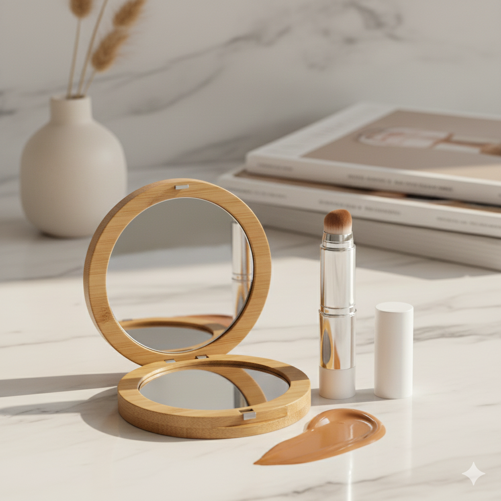 Bamboo Portable Makeup Mirror